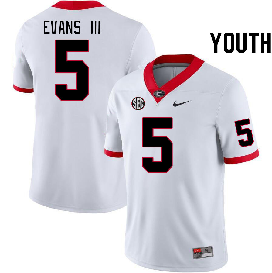 Youth #5 Anthony Evans III Georgia Bulldogs College Football Jerseys Stitched-White